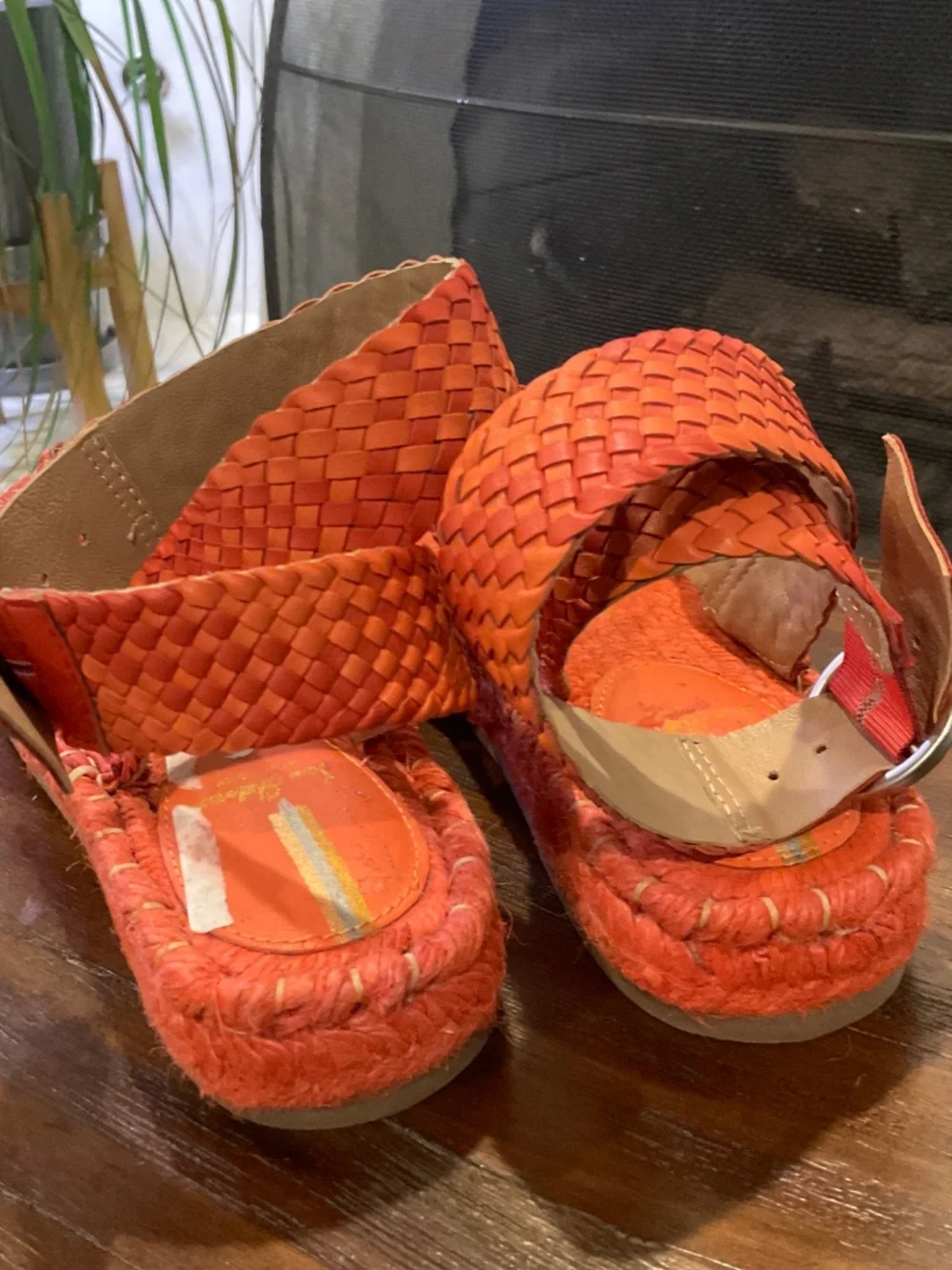 Sam Edelman Dakota Espadrille Platform Sandal Brick Red Leather Size 7